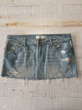 Vintage Abercrombie & Fitch size 10 Denim Micro Mini Skirt 90s Y2K Low Rise